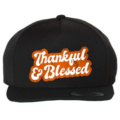 Thankful And Blessed Retro Distressed Logo Wool Snapback Cap