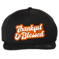 Thankful And Blessed Retro Distressed Logo Wool Snapback Cap