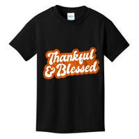 Thankful And Blessed Retro Distressed Logo Kids T-Shirt