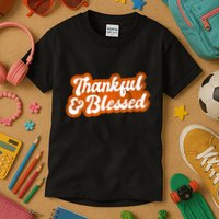 Thankful And Blessed Retro Distressed Logo Kids T-Shirt