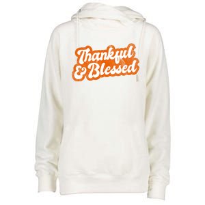 Thankful And Blessed Retro Distressed Logo Womens Funnel Neck Pullover Hood