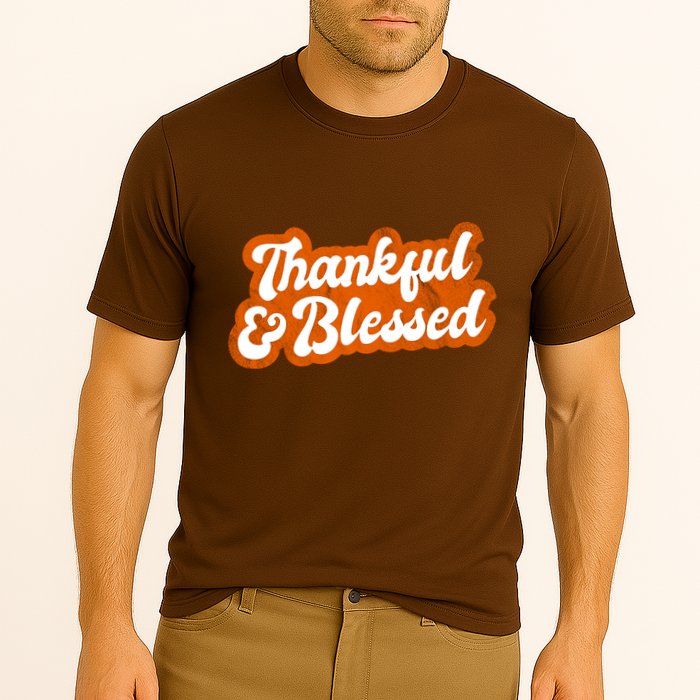 Thankful And Blessed Retro Distressed Logo Performance Shirt