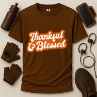 Thankful And Blessed Retro Distressed Logo Performance Shirt