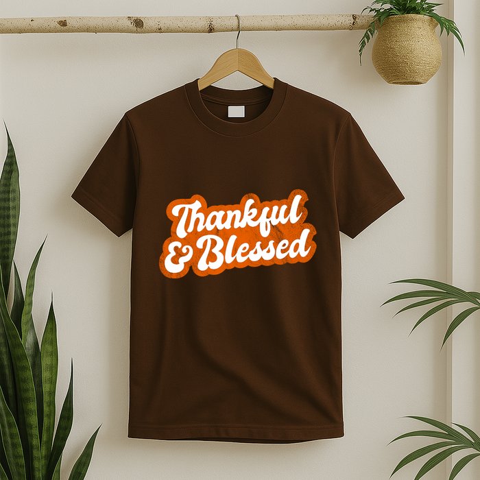 Thankful And Blessed Retro Distressed Logo T-Shirt