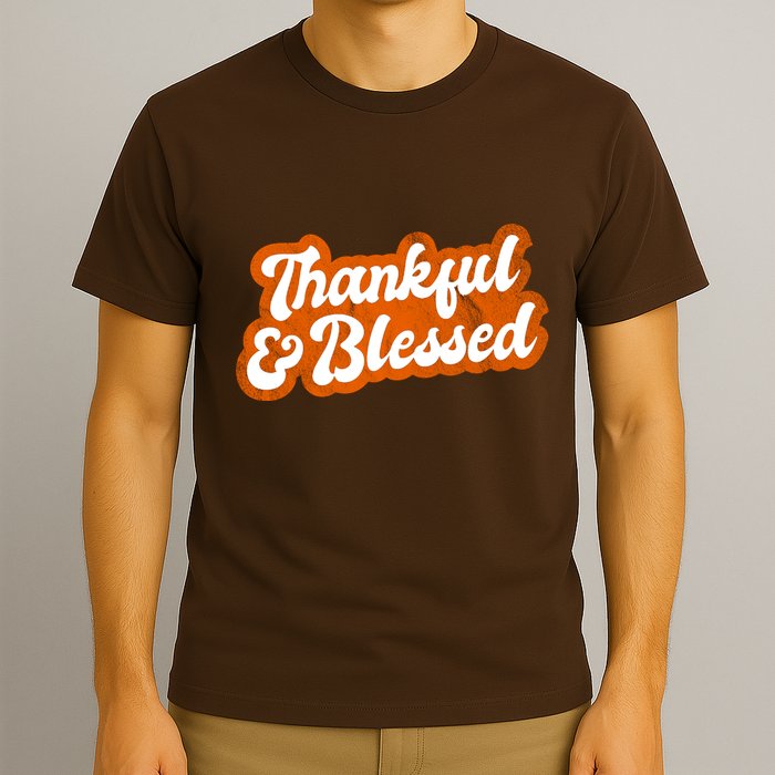 Thankful And Blessed Retro Distressed Logo T-Shirt