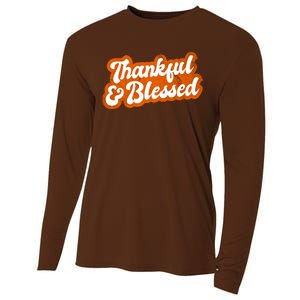 Thankful And Blessed Retro Distressed Logo Cooling Performance Long Sleeve Crew