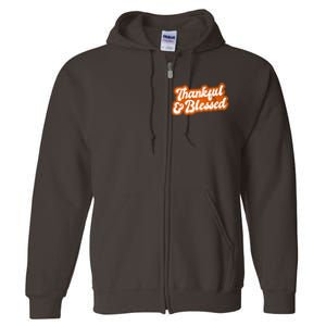 Thankful And Blessed Retro Distressed Logo Full Zip Hoodie