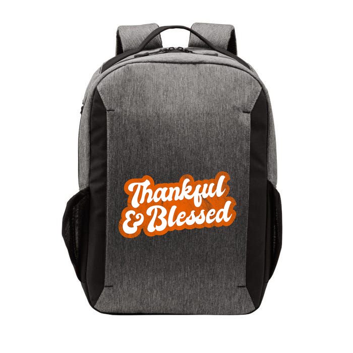 Thankful And Blessed Retro Distressed Logo Vector Backpack