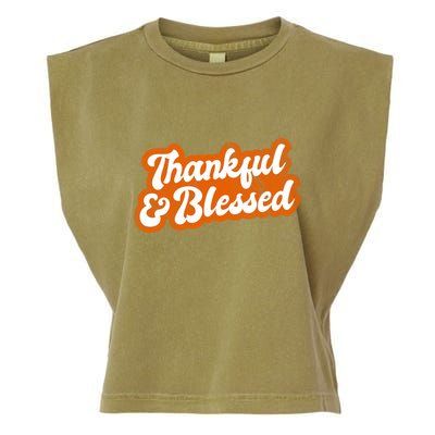 Thankful And Blessed Retro Distressed Logo Garment-Dyed Women's Muscle Tee
