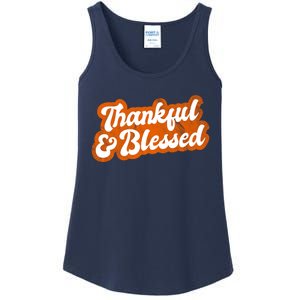 Thankful And Blessed Retro Distressed Logo Ladies Essential Tank