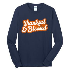 Thankful And Blessed Retro Distressed Logo Tall Long Sleeve T-Shirt