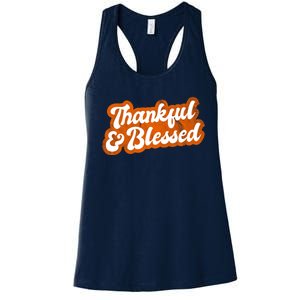 Thankful And Blessed Retro Distressed Logo Women's Racerback Tank