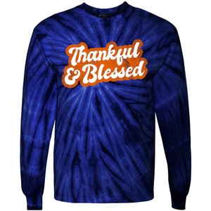 Thankful And Blessed Retro Distressed Logo Tie-Dye Long Sleeve Shirt