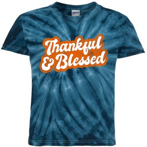 Thankful And Blessed Retro Distressed Logo Kids Tie-Dye T-Shirt