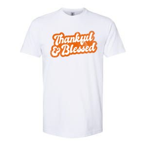 Thankful And Blessed Retro Distressed Logo Softstyle CVC T-Shirt