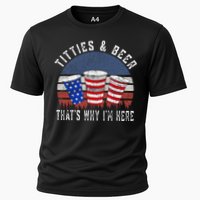 Titties And Beer ThatS Why IM Here Funny Beer Cooling Performance Crew T-Shirt