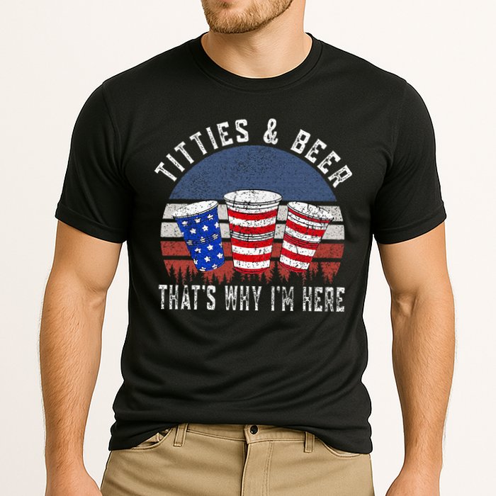 Titties And Beer ThatS Why IM Here Funny Beer Cooling Performance Crew T-Shirt