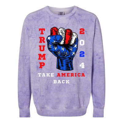 Take America Back Trump 2024 Maga Republicans Patriotic Colorblast Crewneck Sweatshirt