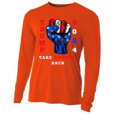 Take America Back Trump 2024 Maga Republicans Patriotic Cooling Performance Long Sleeve Crew