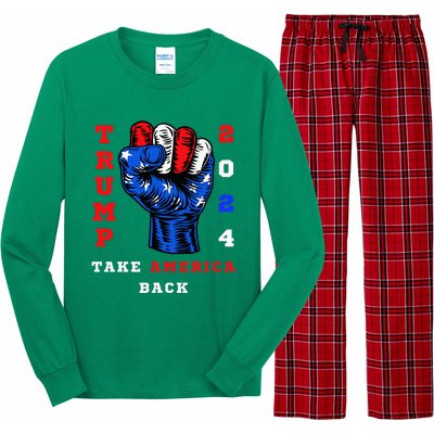 Take America Back Trump 2024 Maga Republicans Patriotic Long Sleeve Pajama Set