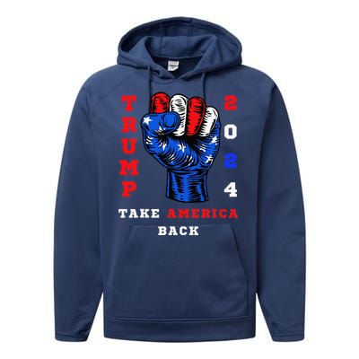 Take America Back Trump 2024 Maga Republicans Patriotic Performance Fleece Hoodie