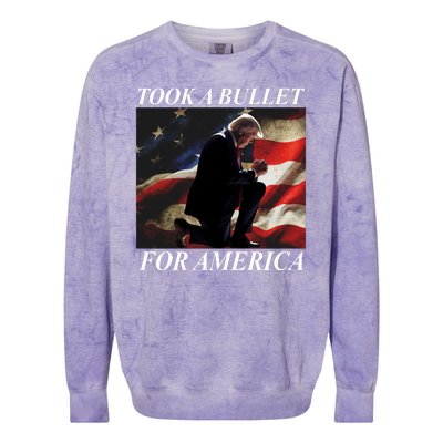 Took A Bullet For America Donald Trump Usa Colorblast Crewneck Sweatshirt