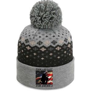 Took A Bullet For America Donald Trump Usa The Baniff Cuffed Pom Beanie