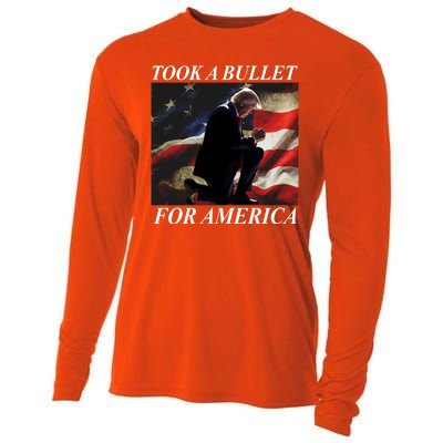 Took A Bullet For America Donald Trump Usa Cooling Performance Long Sleeve Crew