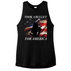 Took A Bullet For America Donald Trump Usa Ladies PosiCharge Tri-Blend Wicking Tank