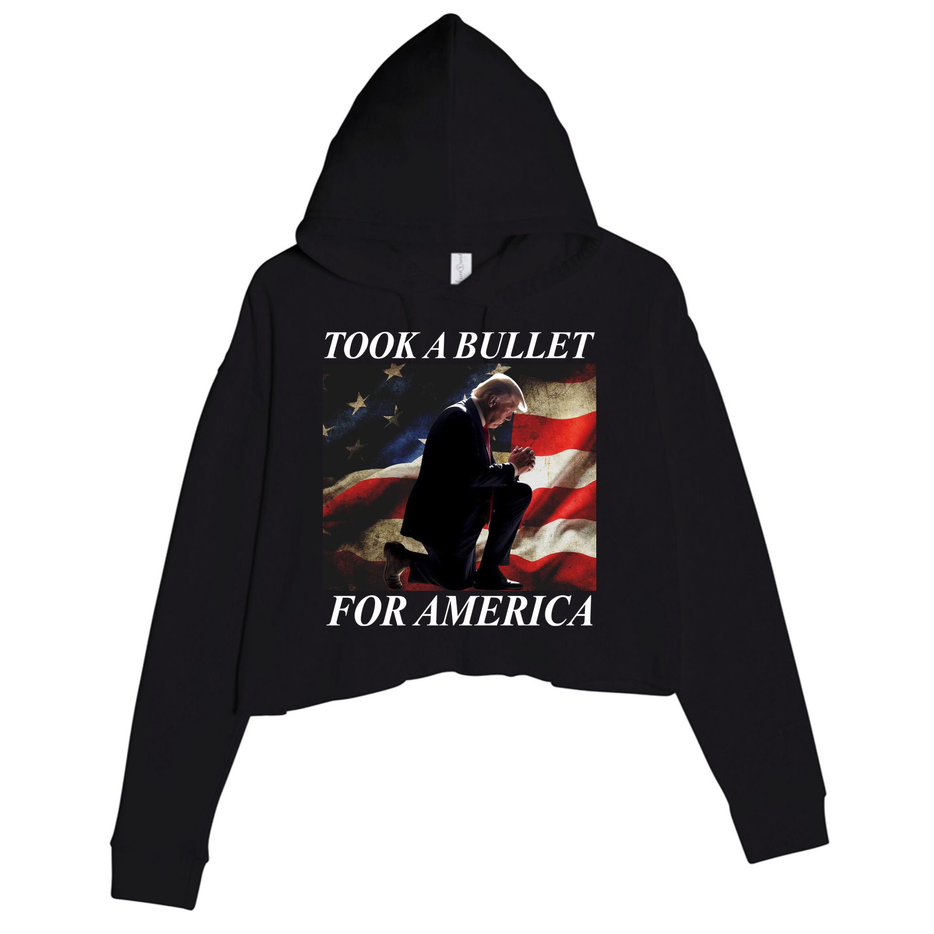 Took A Bullet For America Donald Trump Usa Crop Fleece Hoodie