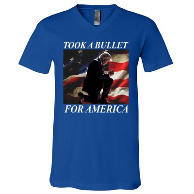 Took A Bullet For America Donald Trump Usa V-Neck T-Shirt