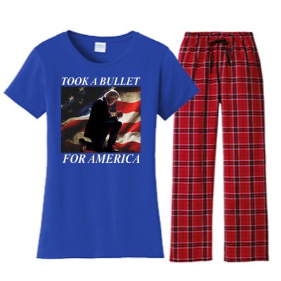 Took A Bullet For America Donald Trump Usa Women's Flannel Pajama Set