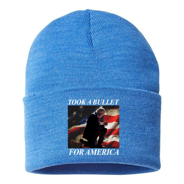 Took A Bullet For America Donald Trump Usa Sustainable Knit Beanie