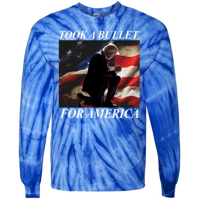 Took A Bullet For America Donald Trump Usa Tie-Dye Long Sleeve Shirt