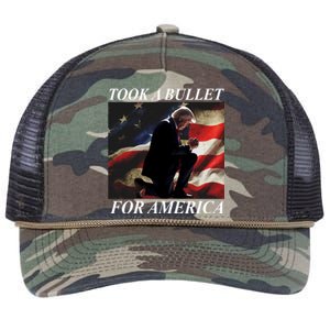 Took A Bullet For America Donald Trump Usa Retro Rope Trucker Hat Cap