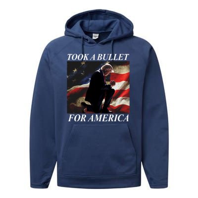 Took A Bullet For America Donald Trump Usa Performance Fleece Hoodie