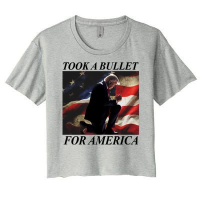 Took A Bullet For America Donald Trump Usa Women's Crop Top Tee