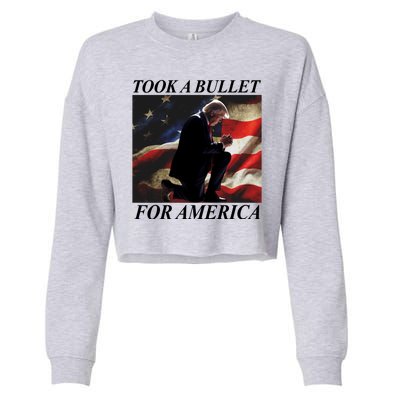 Took A Bullet For America Donald Trump Usa Cropped Pullover Crew