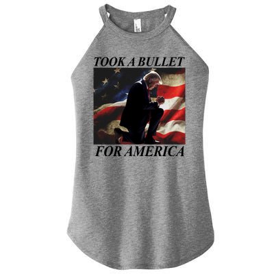 Took A Bullet For America Donald Trump Usa Women’s Perfect Tri Rocker Tank