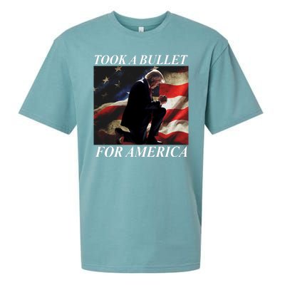 Took A Bullet For America Donald Trump Usa Sueded Cloud Jersey T-Shirt