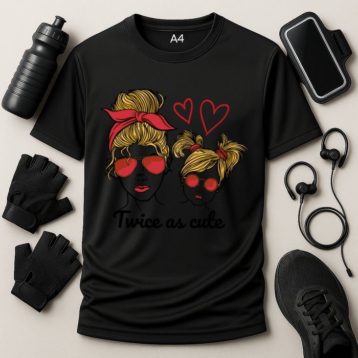 Twice As Cute Mom And Daughter Cooling Performance Crew T-Shirt