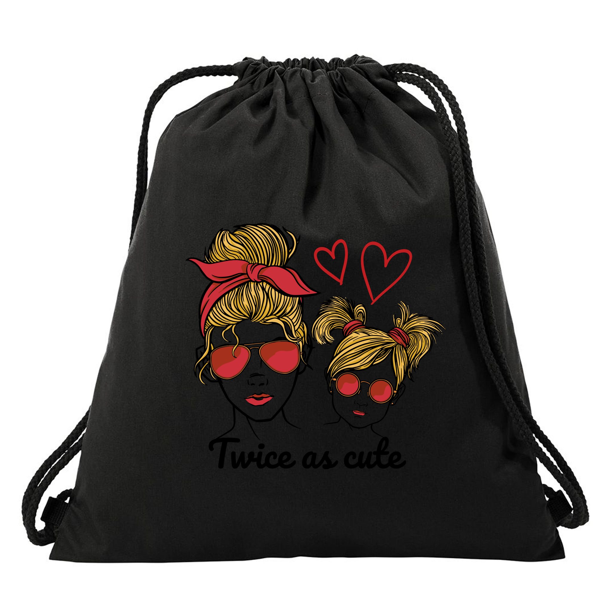 Twice As Cute Mom And Daughter Drawstring Bag