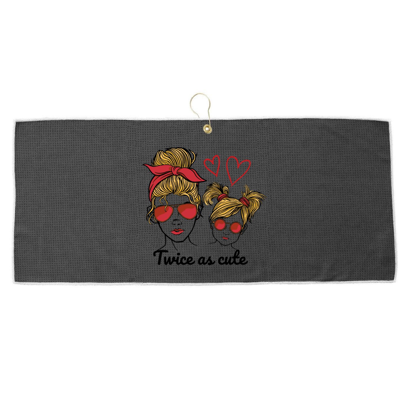 Twice As Cute Mom And Daughter Large Microfiber Waffle Golf Towel