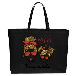 Twice As Cute Mom And Daughter Cotton Canvas Jumbo Tote