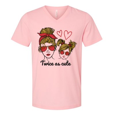 Twice As Cute Mom And Daughter V-Neck T-Shirt