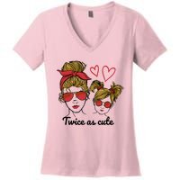 Twice As Cute Mom And Daughter Women's V-Neck T-Shirt
