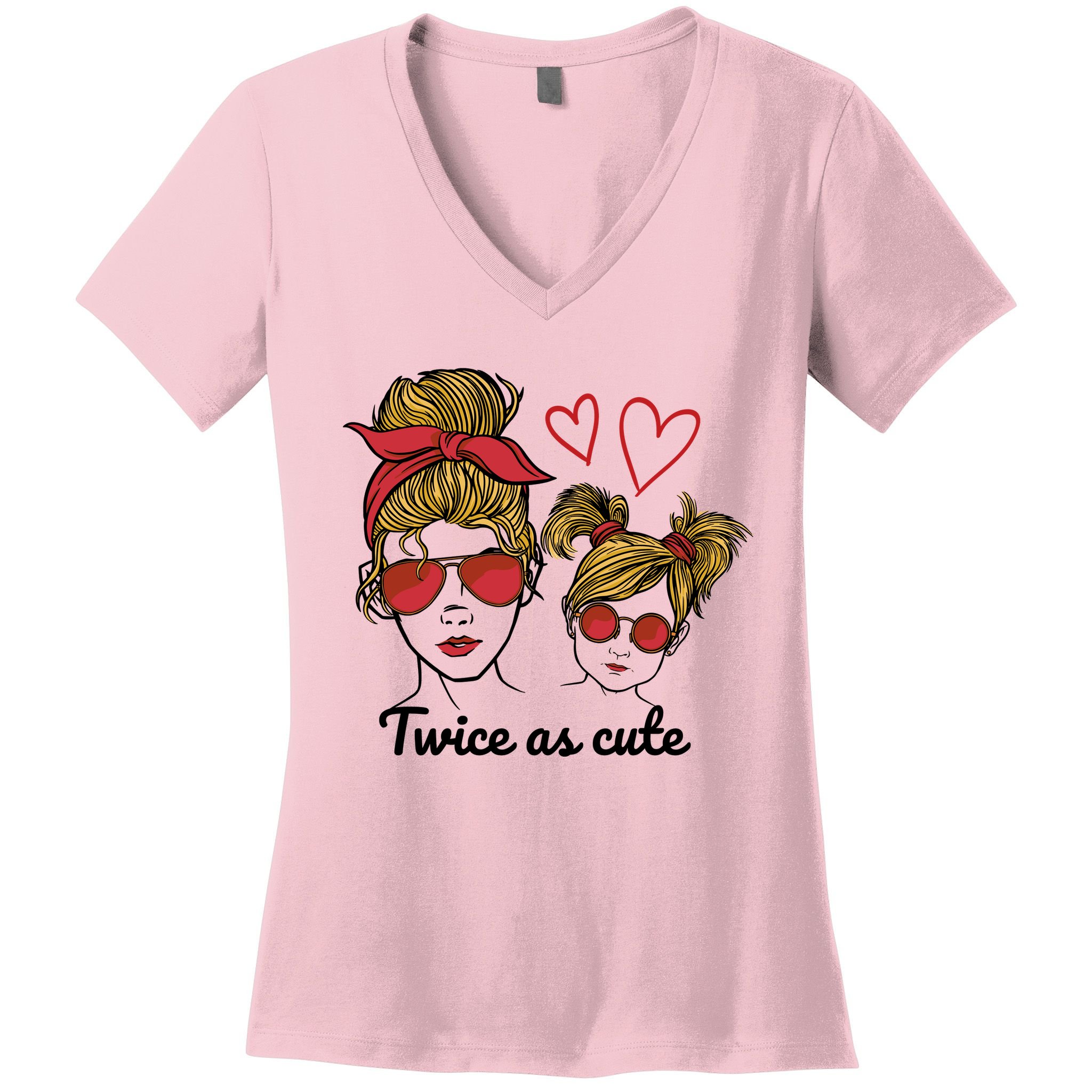 Twice As Cute Mom And Daughter Women's V-Neck T-Shirt