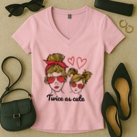 Twice As Cute Mom And Daughter Women's V-Neck T-Shirt