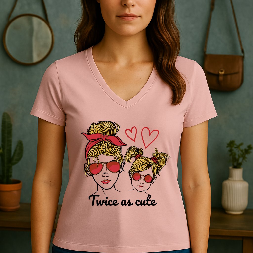 Twice As Cute Mom And Daughter Women's V-Neck T-Shirt