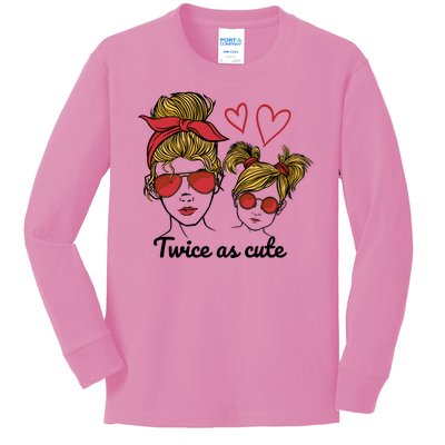 Twice As Cute Mom And Daughter Kids Long Sleeve Shirt